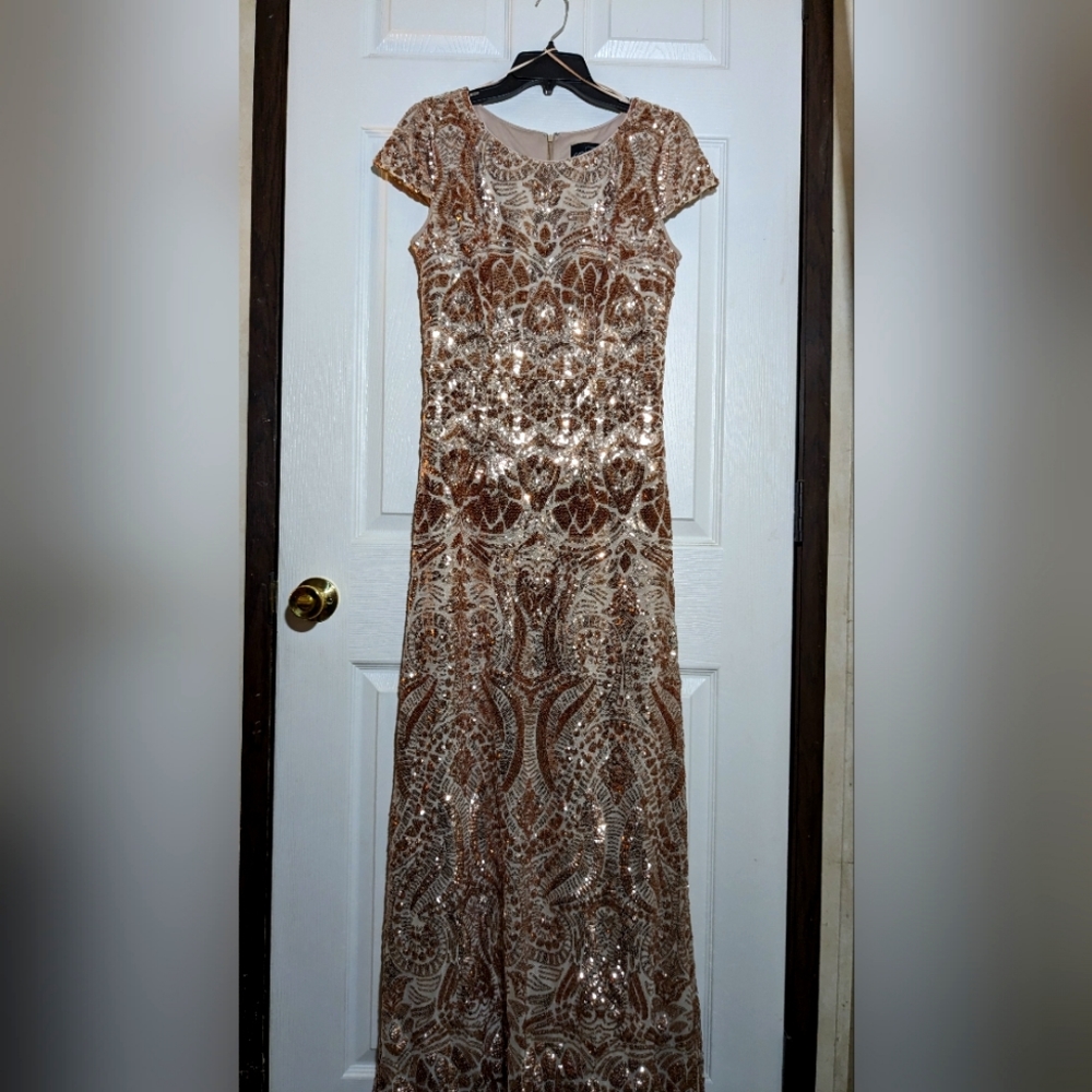 Mother of the Bride Dress- Rose Gold, Sequined, Art Deco